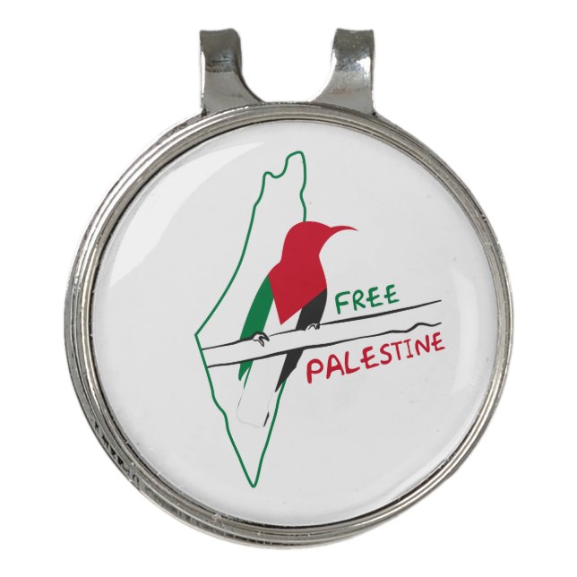 Palestinian flag map bird  golf hat clip (Front)