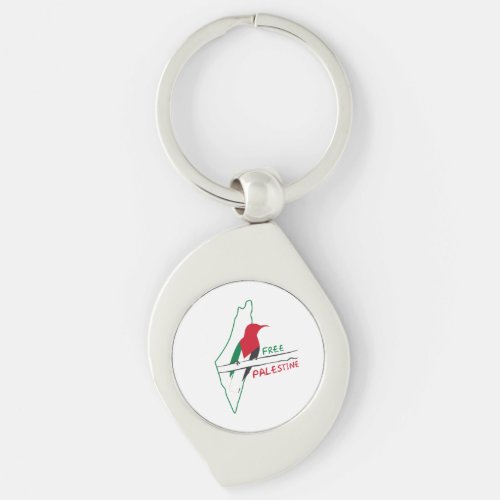 Palestinian flag map bird  keychain