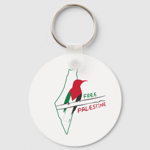 Palestinian flag map bird keychain