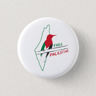 Palestinian flag map bird keychain button