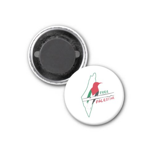 Palestinian flag map bird keychain button magnet