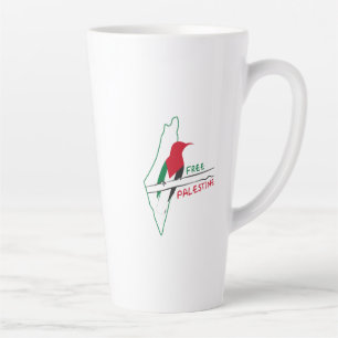 Palestinian flag map bird latte mug