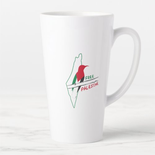 Palestinian flag map bird  latte mug