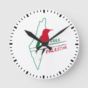 Palestinian flag map bird round clock