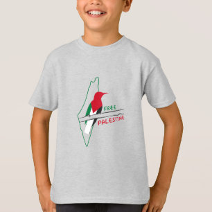 Palestinian flag map bird T-Shirt