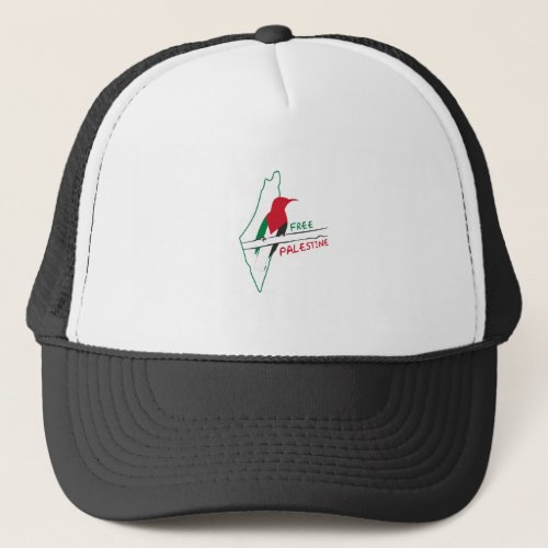 Palestinian flag map bird trucker hat