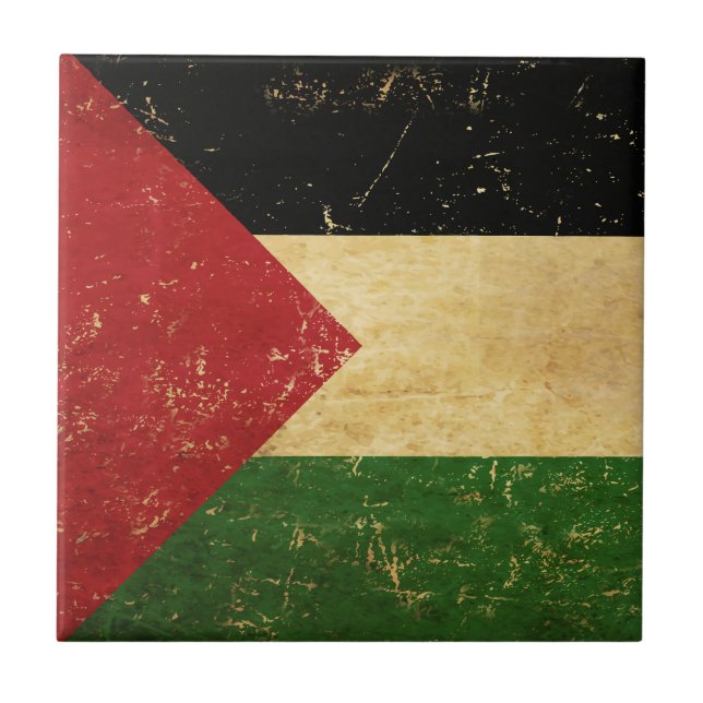Palestinian Flag Vintage Ceramic Tile (Front)