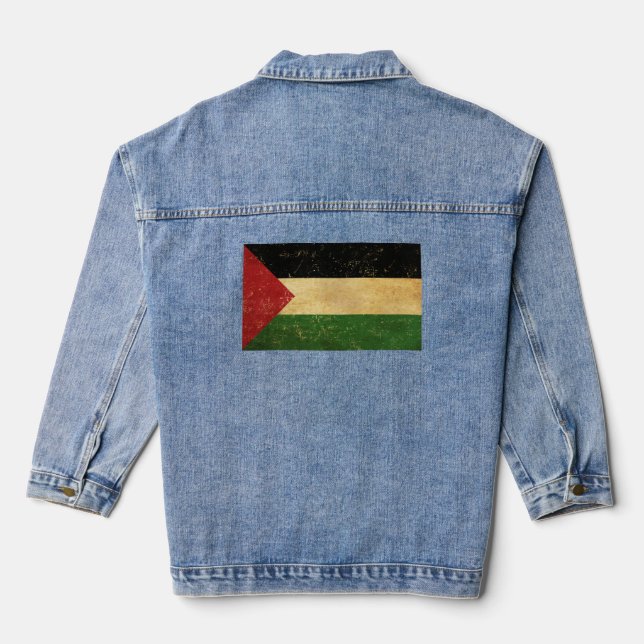 Palestinian Flag Vintage Women's Denim Jacket (Back)
