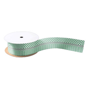 Palestinian Green & White Keffiyeh Satin Ribbon
