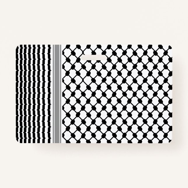 Palestinian Hatta Keffiyeh Kufiya Folk (2 Pattern) Badge (Front)