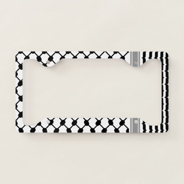 Palestinian Hatta Keffiyeh Kufiya Folk (2 Pattern) License Plate Frame (Front)