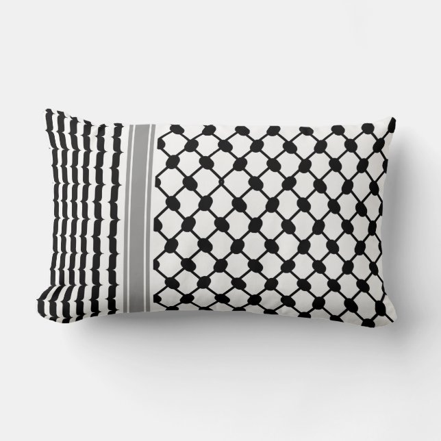 Palestinian Hatta Keffiyeh Kufiya Folk (2 Pattern) Lumbar Pillow (Front)