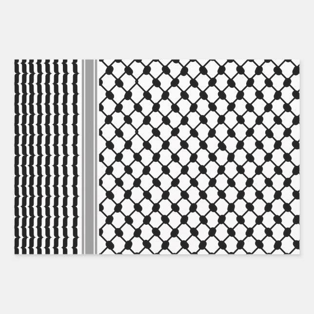 Palestinian Hatta Keffiyeh Kufiya Folk (2 Pattern) Wrapping Paper Sheets (Front)