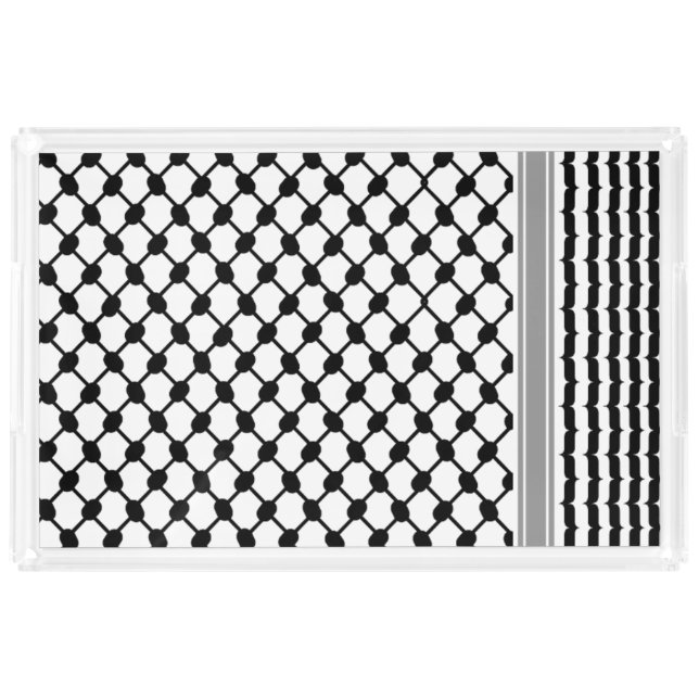 Palestinian Hatta Keffiyeh Kufiya Folk (3 Pattern) Acrylic Tray (Front)