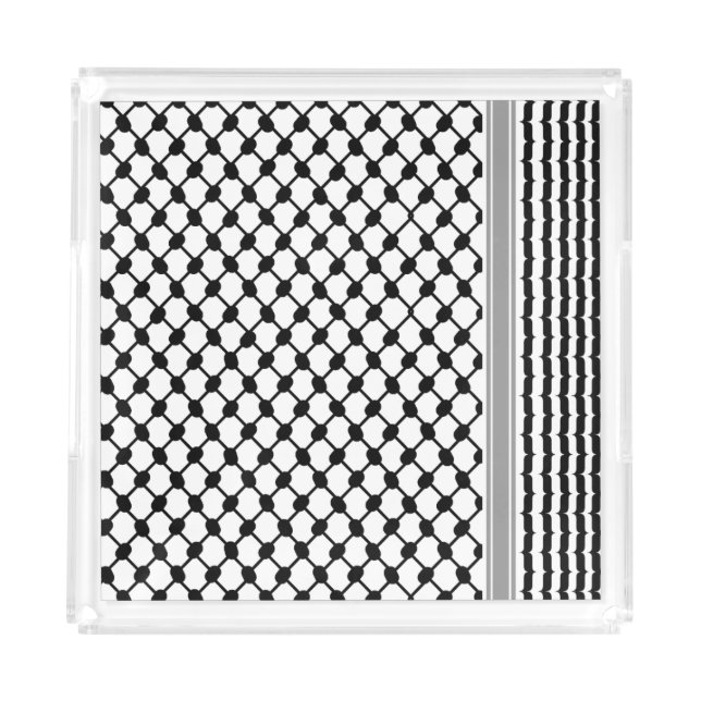 Palestinian Hatta Keffiyeh Kufiya Folk (3 Pattern) Acrylic Tray (Front)