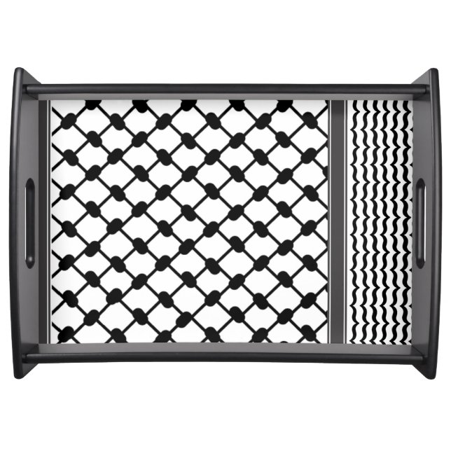 Palestinian Hatta Keffiyeh Kufiya Folk (3 Pattern) Serving Tray (Front)