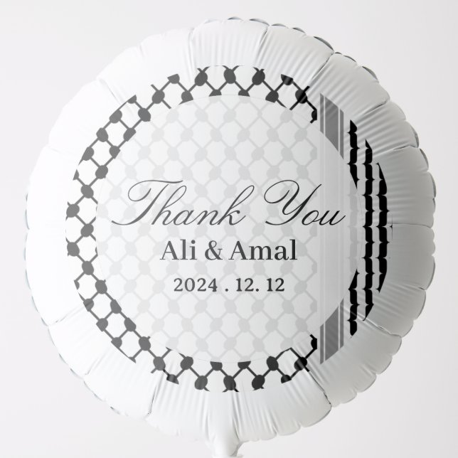 Palestinian Hatta Keffiyeh Thank You Wedding Balloon (Front)