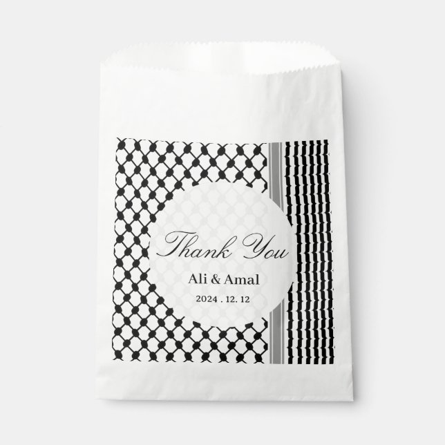 Palestinian Hatta Keffiyeh Thank You Wedding  Favor Bag (Front)