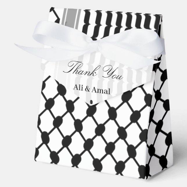 Palestinian Hatta Keffiyeh Thank You Wedding  Favor Boxes (Front)
