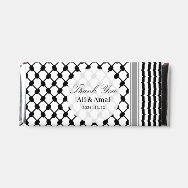 Palestinian Hatta Keffiyeh Thank You Wedding Hershey Bar Favors (Front)