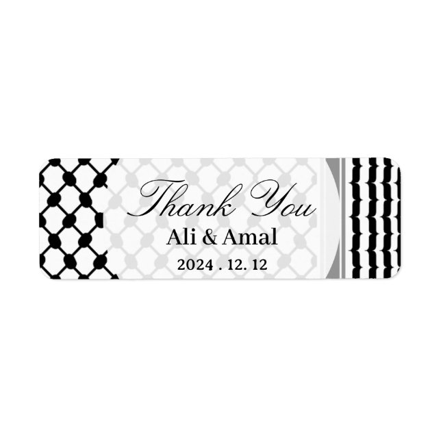 Palestinian Hatta Keffiyeh Thank You Wedding Label (Front)