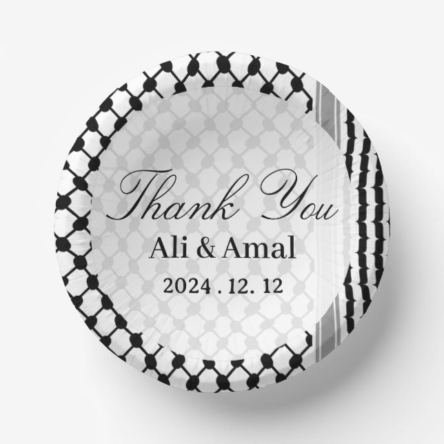 Palestinian Hatta Keffiyeh Thank You Wedding Paper Bowls (Front)