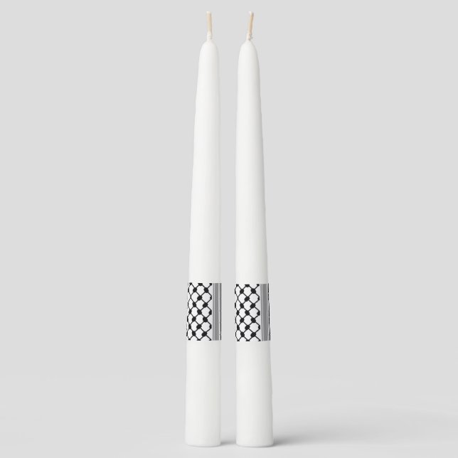 Palestinian Hatta Keffiyeh Thank You Wedding Taper Candle (Front)