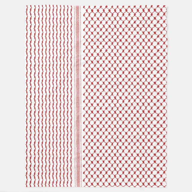 Palestinian Hatta Kufiya Traditional Pattern#2-Red Fleece Blanket (Front)