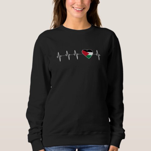 Palestinian Heartbeat I Love Palestine Flag Heart Sweatshirt