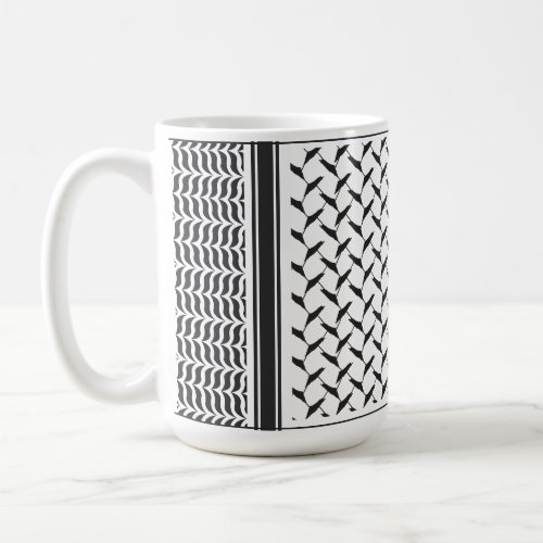Palestinian Joranian kuffiya black and white Coffee Mug