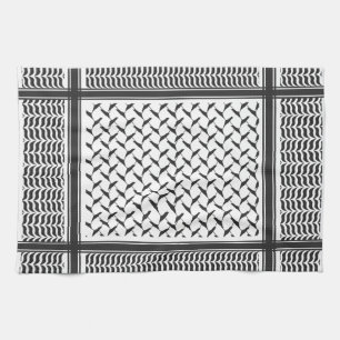 Palestinian Joranian kuffiya black and white Kitchen Towel