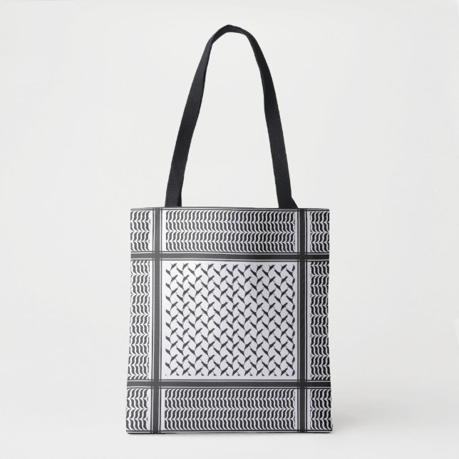 Palestinian Joranian kuffiya black and white  Tote Bag (Front)