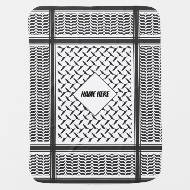 Palestinian Joranian kuffiya black & white shemag  Baby Blanket (Front)
