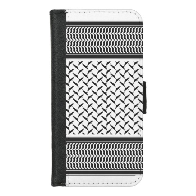Palestinian Joranian kuffiya black & white shemag iPhone Wallet Case (Front)