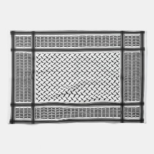Palestinian Joranian kuffiya black & white shemag Kitchen Towel