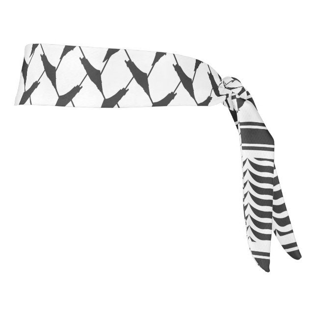 Palestinian Joranian kuffiya black & white shemag Tie Headband (Rotate 90)