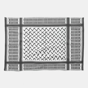 Palestinian Joranian kuffiya black & white shemagh Kitchen Towel