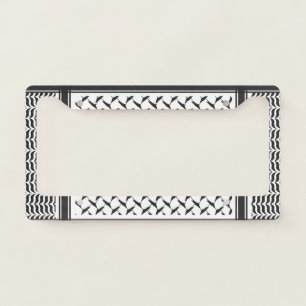Palestinian Joranian kuffiya black & white shemagh License Plate Frame