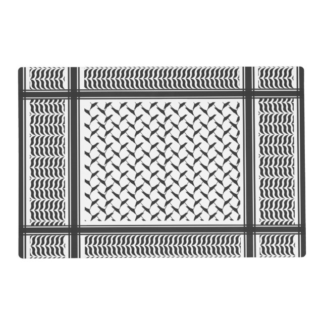 Palestinian Joranian kuffiya black & white shemagh Placemat (Front)