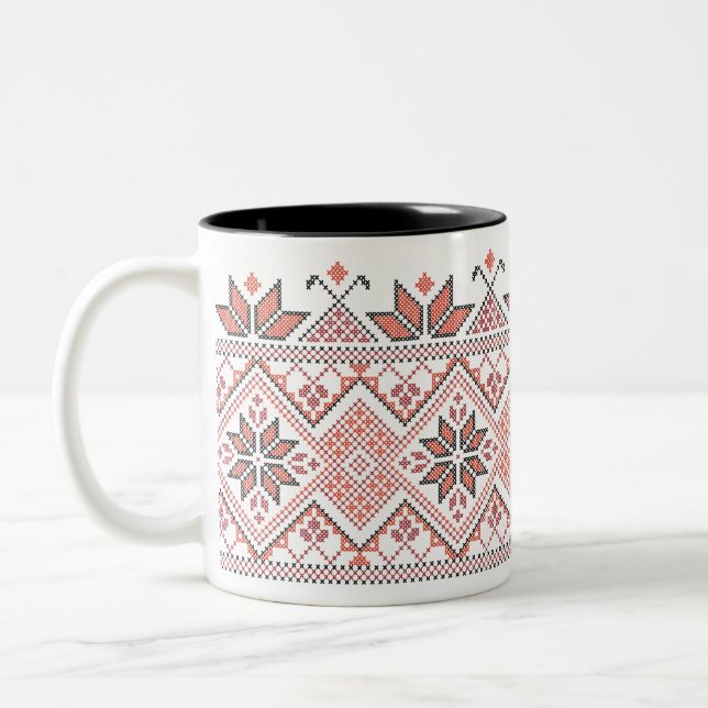 Palestinian Jordanian Tatreez Arabic Embroidery Two-Tone Coffee Mug (Left)