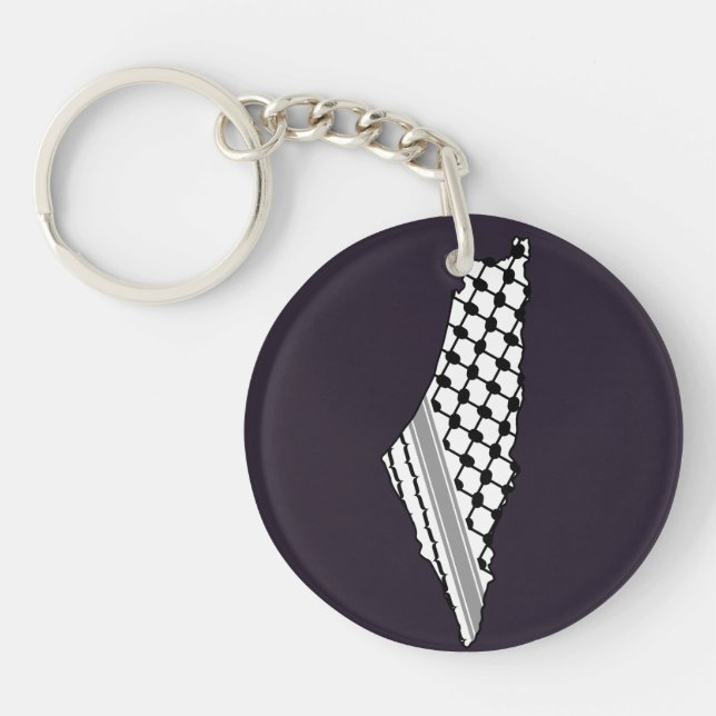 Palestinian keffiyeh, free map of Palestine Kufiya Keychain (Front)