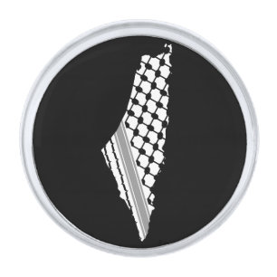 Palestinian keffiyeh, free map of Palestine Kufiya Silver Finish Lapel Pin