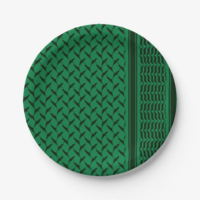 Palestinian keffiyeh | Palestine map Pattern Paper Plates (Front)