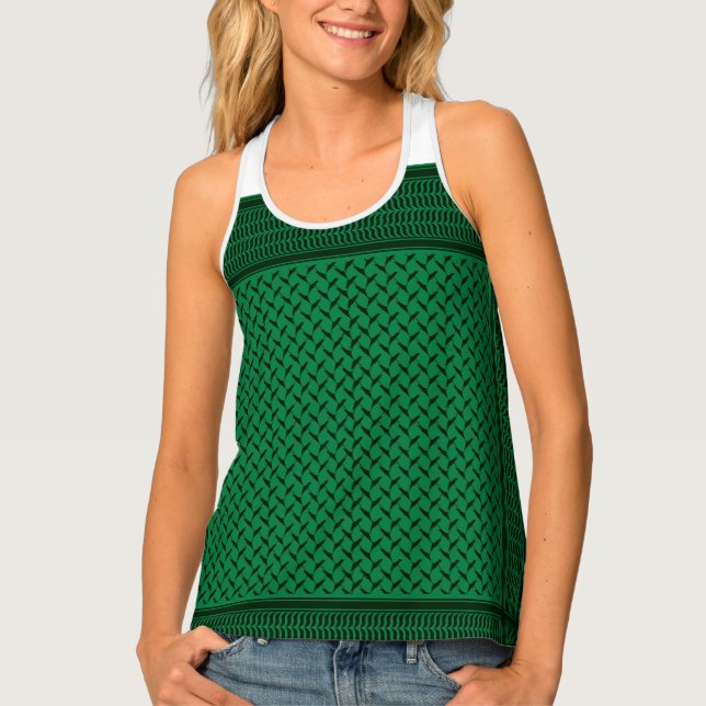 Palestinian keffiyeh | Palestine map Pattern Tank Top (Front)