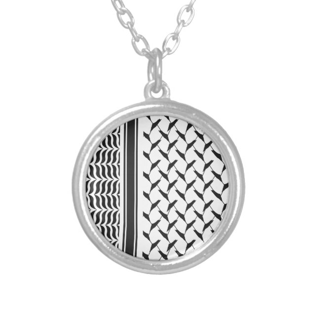 Palestinian keffiyeh silver plated necklace (Front)