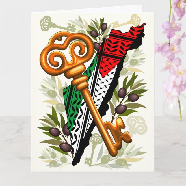 Palestinian Key Symbol of the Right of Return Card (Orchid)
