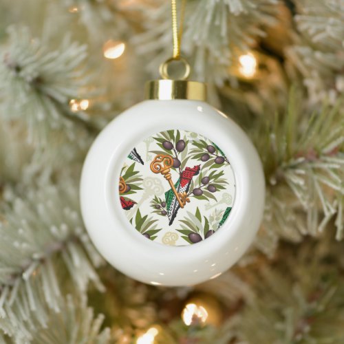 Palestinian Key Symbol of the Right of Return Ceramic Ball Christmas Ornament