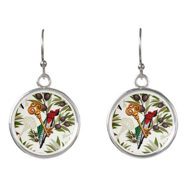 Palestinian Key Symbol of the Right of Return Earrings (Front)