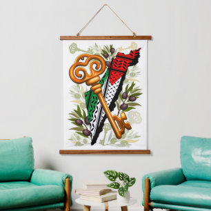 Palestinian Key Symbol of the Right of Return Hanging Tapestry
