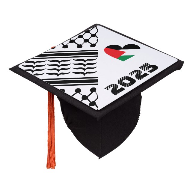 Palestinian Kufeya 2024 Graduation Cap Topper (Angled)